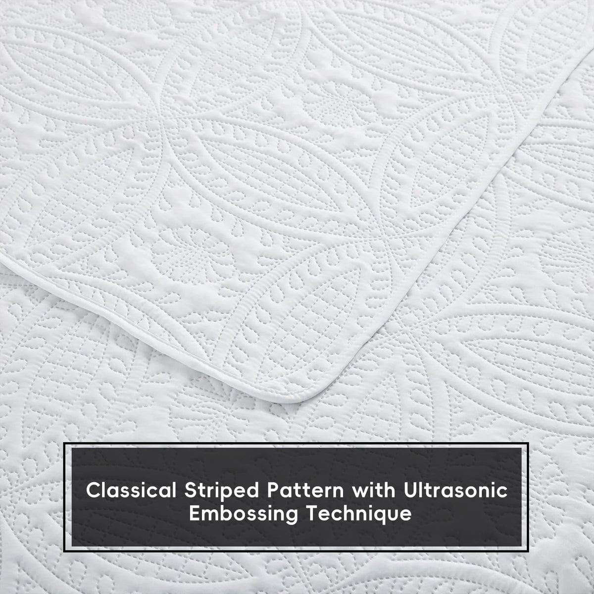 Ultrasonic embossed pattern on quilt