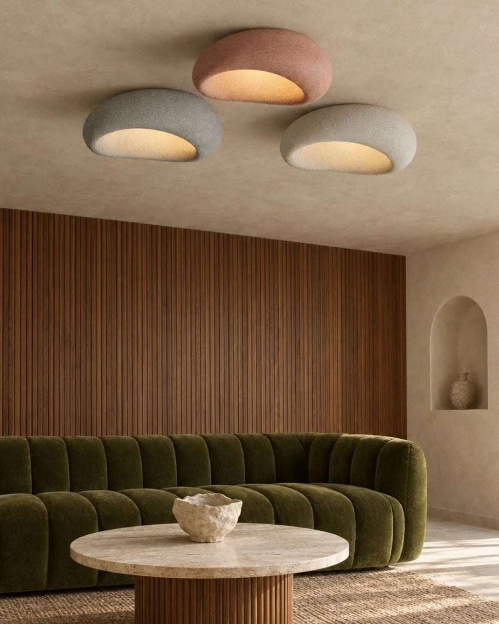 Wabi sabi ceiling lights in living room