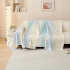 Waffle sofa throw blanket draped over couch