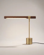 Walnut and gold LED desk lamp