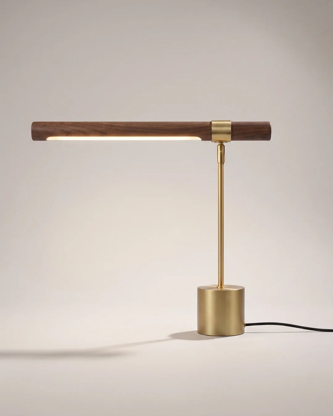 Walnut and gold LED desk lamp