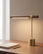 Walnut light bar desk lamp on desk
