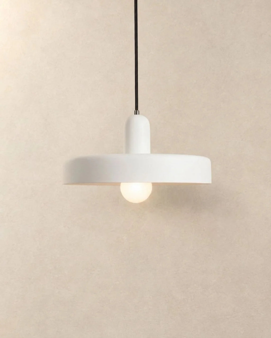White Bauhaus disc pendant light