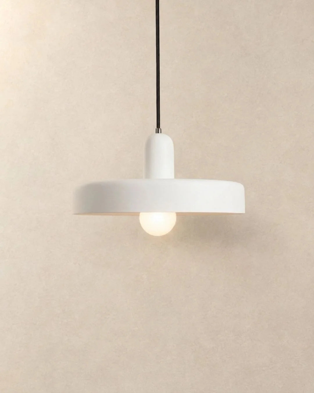 White Bauhaus disc pendant light