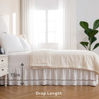 White bed skirt with 15 inch drop