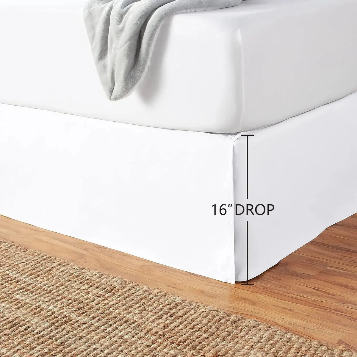 White bed skirt with 16 inch drop