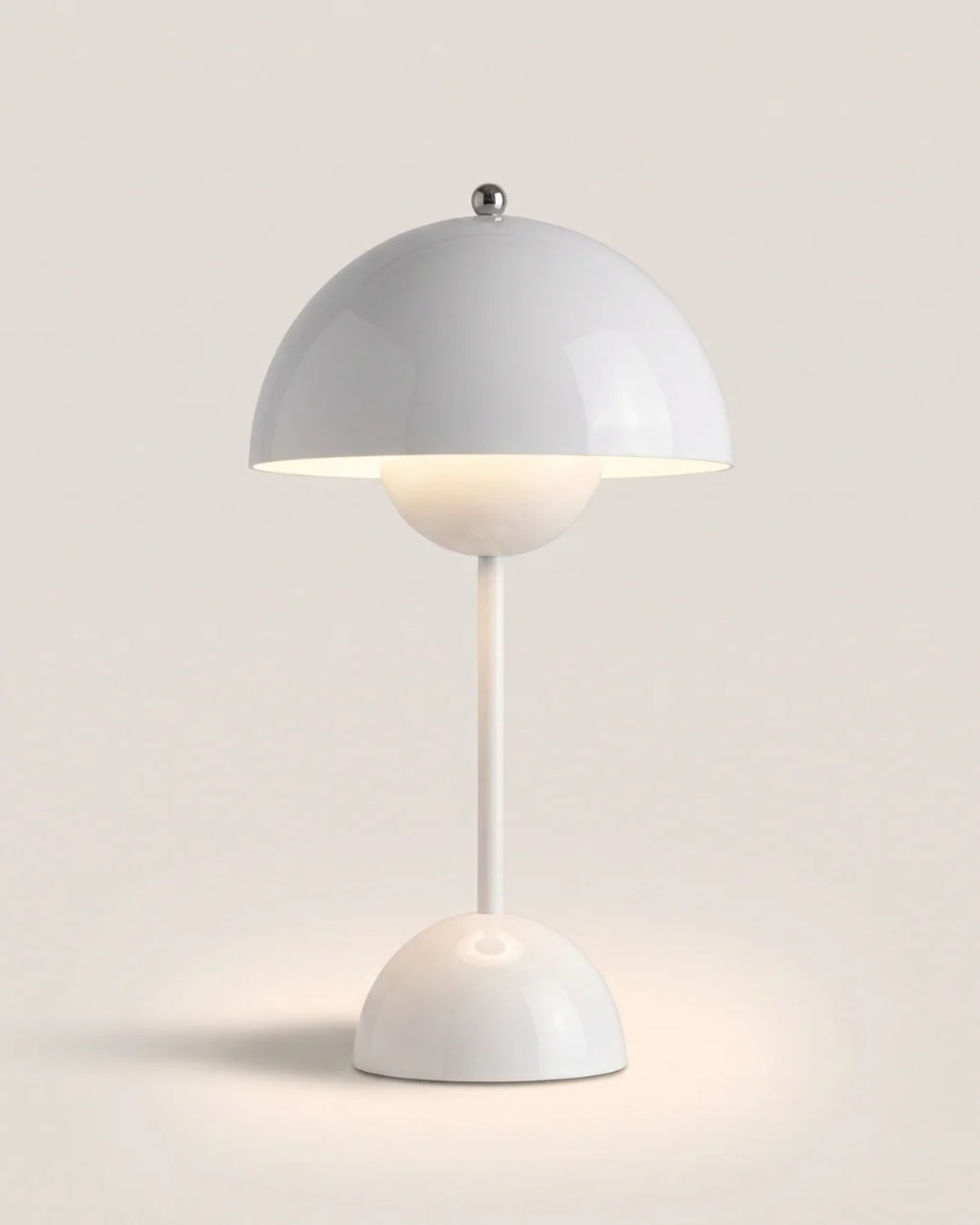 White cordless dome table lamp