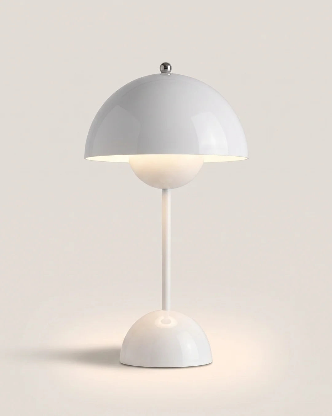 White cordless dome table lamp