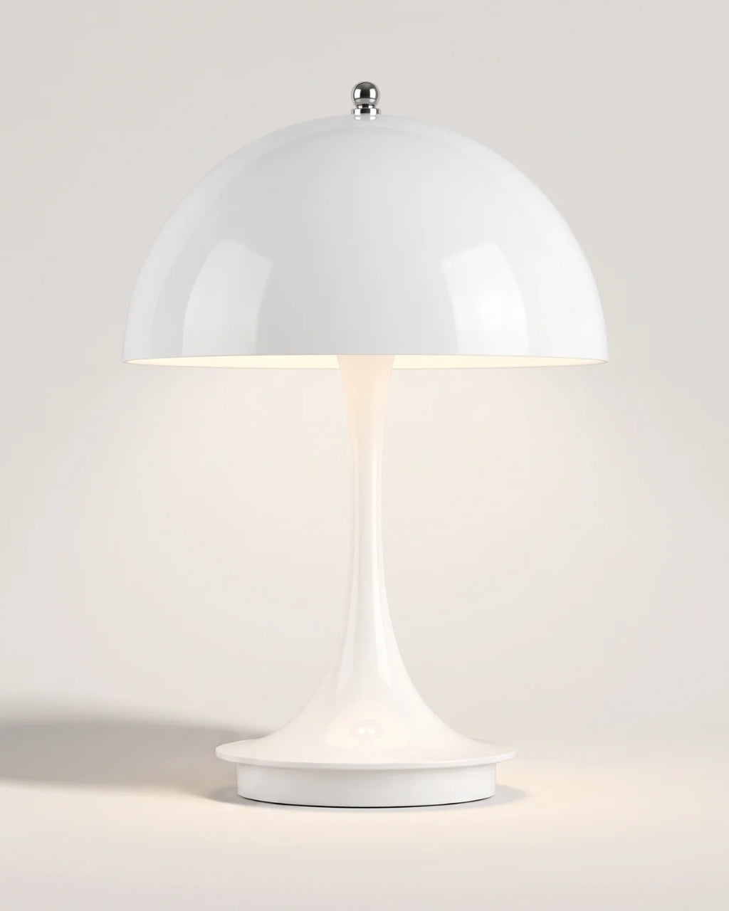 White cordless mushroom lamp