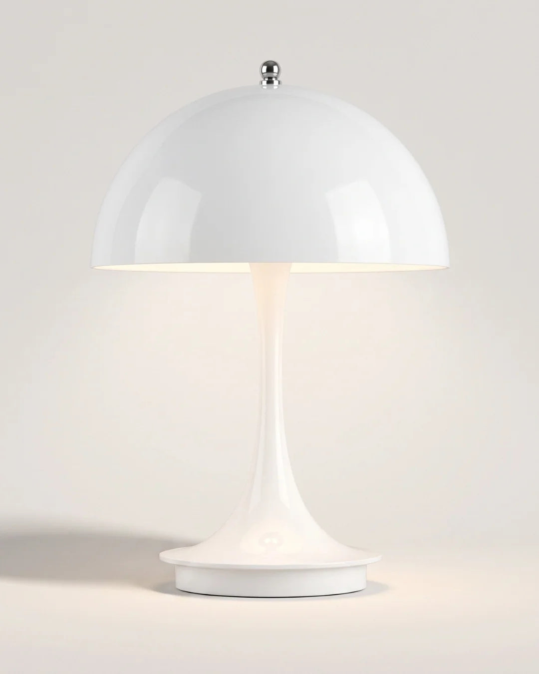 White cordless mushroom lamp
