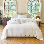 White cotton duvet cover set with button closure