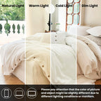 White duvet cover shown in different lighting