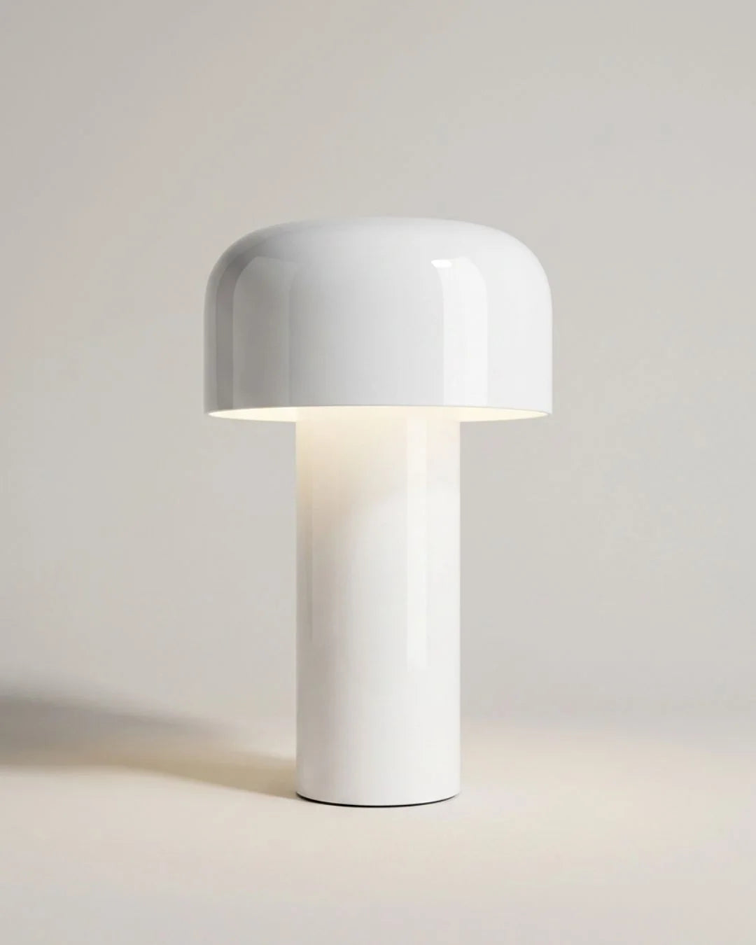 White glossy cordless table lamp