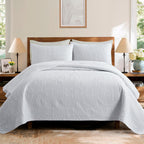 White lightweight coverlet with shams