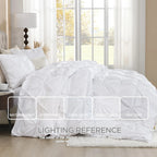 White pinch pleat bedding in bright room