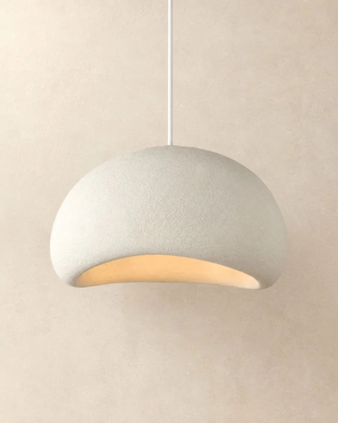 White rounded textured pendant light