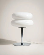 White stacked glass table lamp