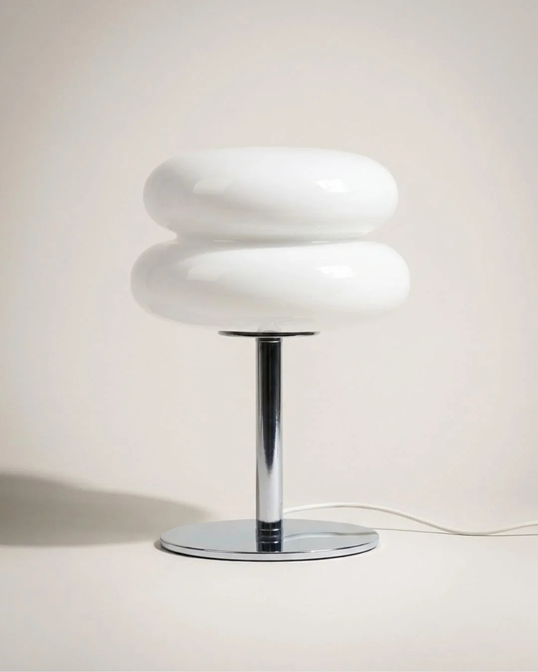 White stacked glass table lamp