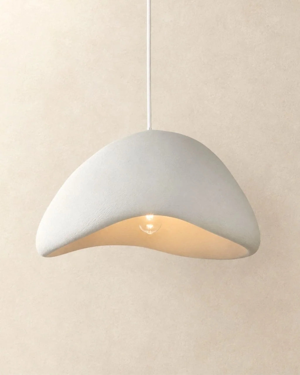 White wavy wabi sabi pendant light