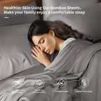 Woman resting on smooth bamboo sheets