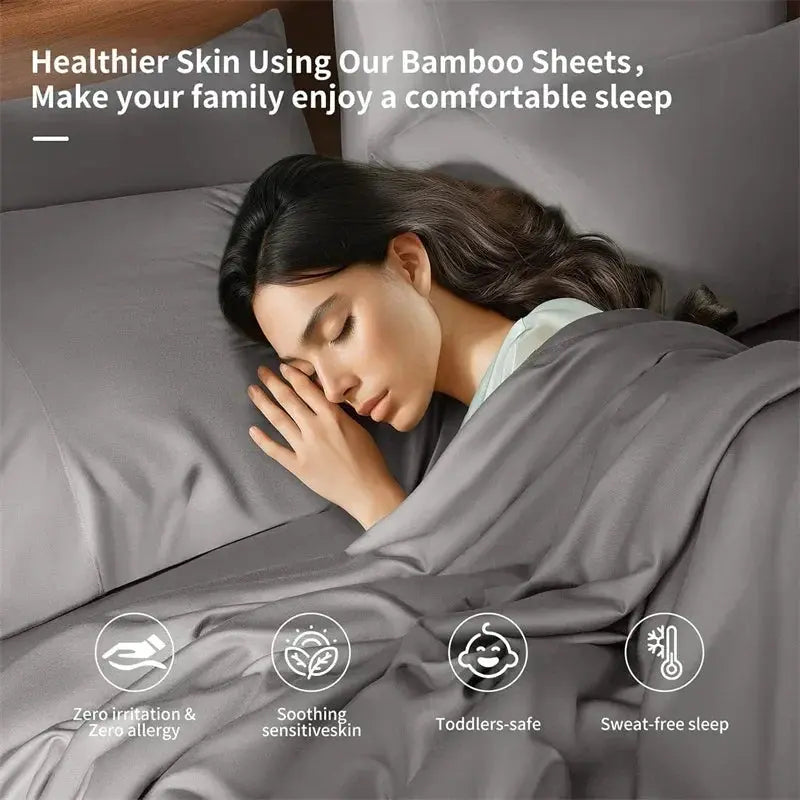 Woman resting on smooth bamboo sheets