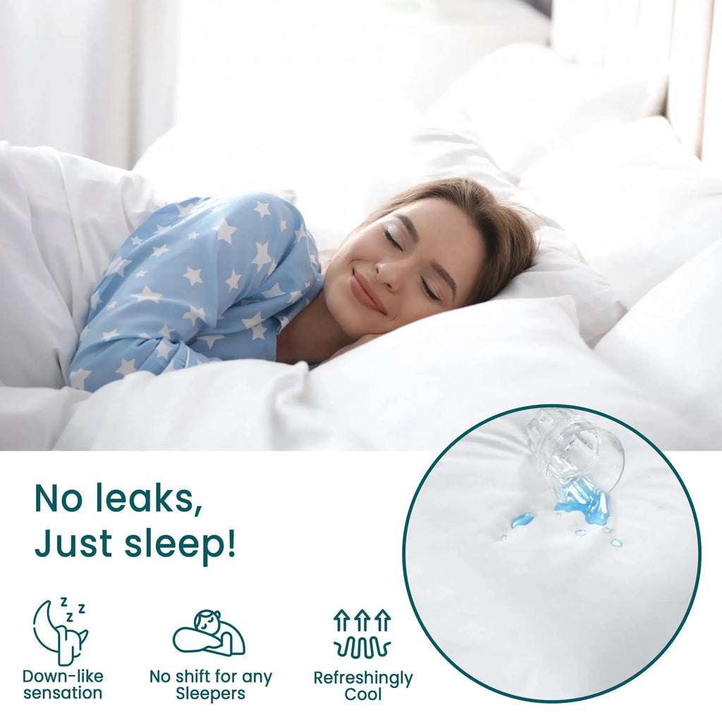 Woman sleeping on protected pillow