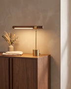 Wood desk lamp with vase