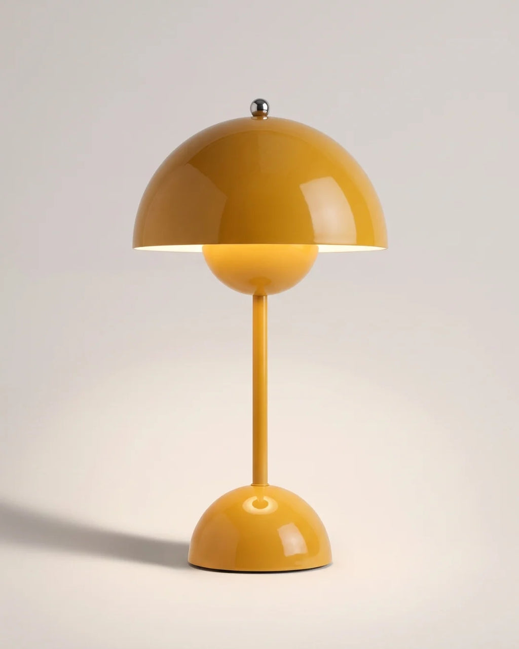 Yellow cordless dome table lamp