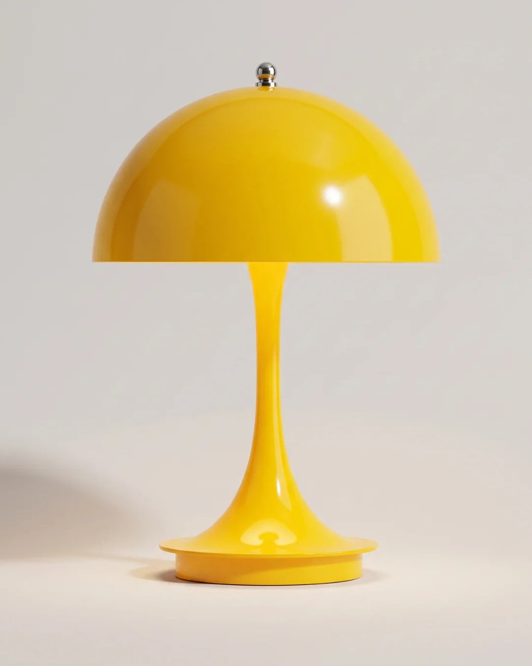 Yellow cordless mushroom lamp