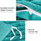 Zipper closure and corner ties on fleece duvet cover