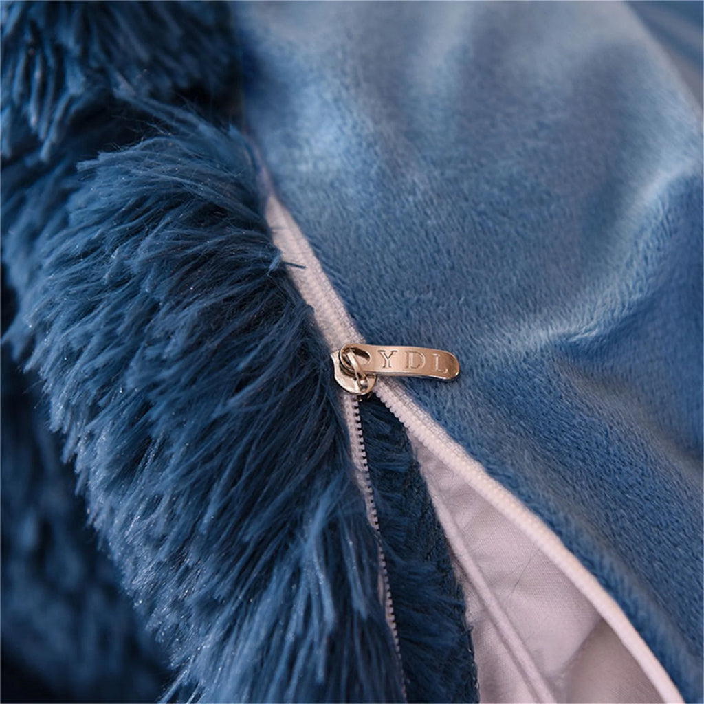 Zipper closure on faux fur duvet cover